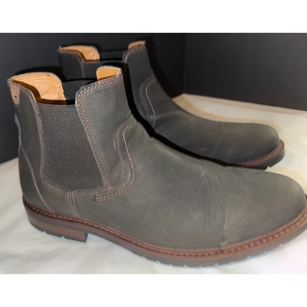 Dockers Chelsea‎ Boots Mens 11M Dark Grey Faux Leather Pull On Ankle Boot